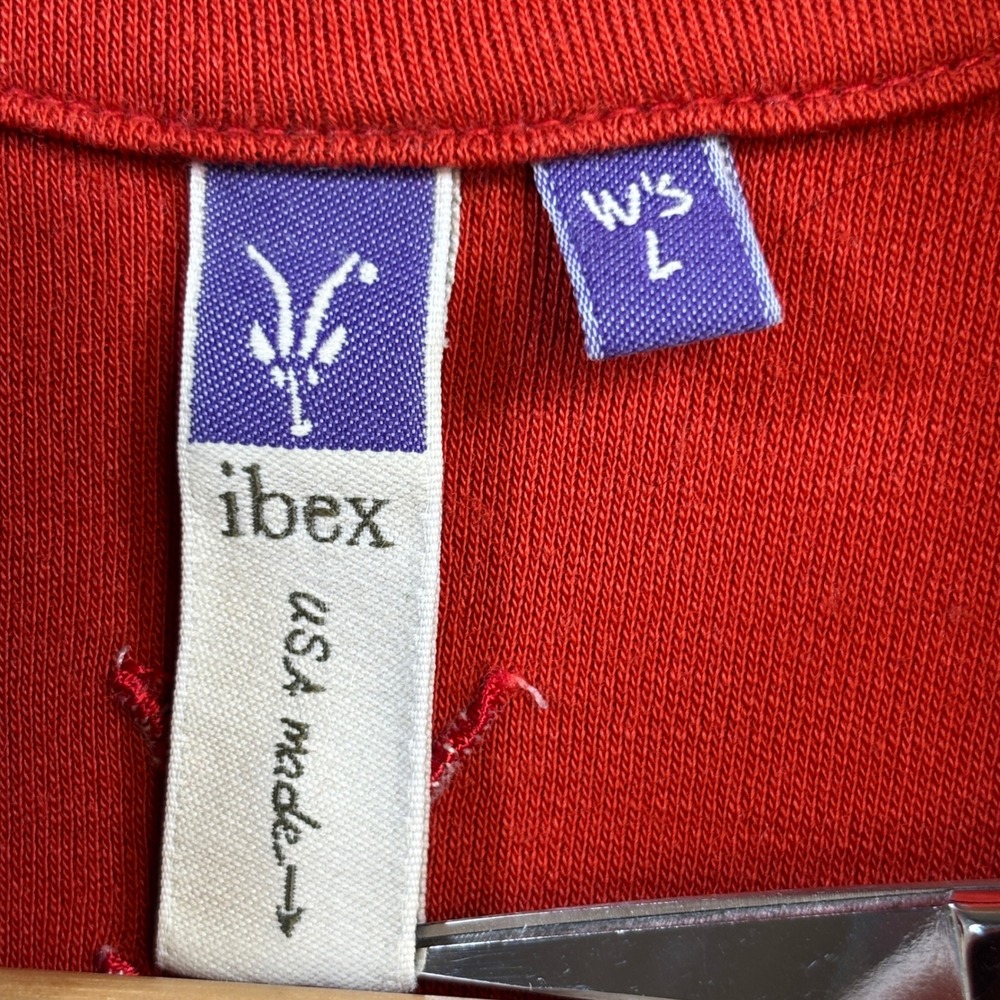 Ibex Womens Large 100% Merino Wool Quarter Zip Red Base Layer Hiking Pullover - Picture 4 of 11